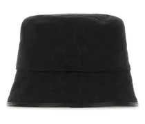 Women's Fedora Gg Fabric Bucket Hat Black Polyester Cotton Nylon