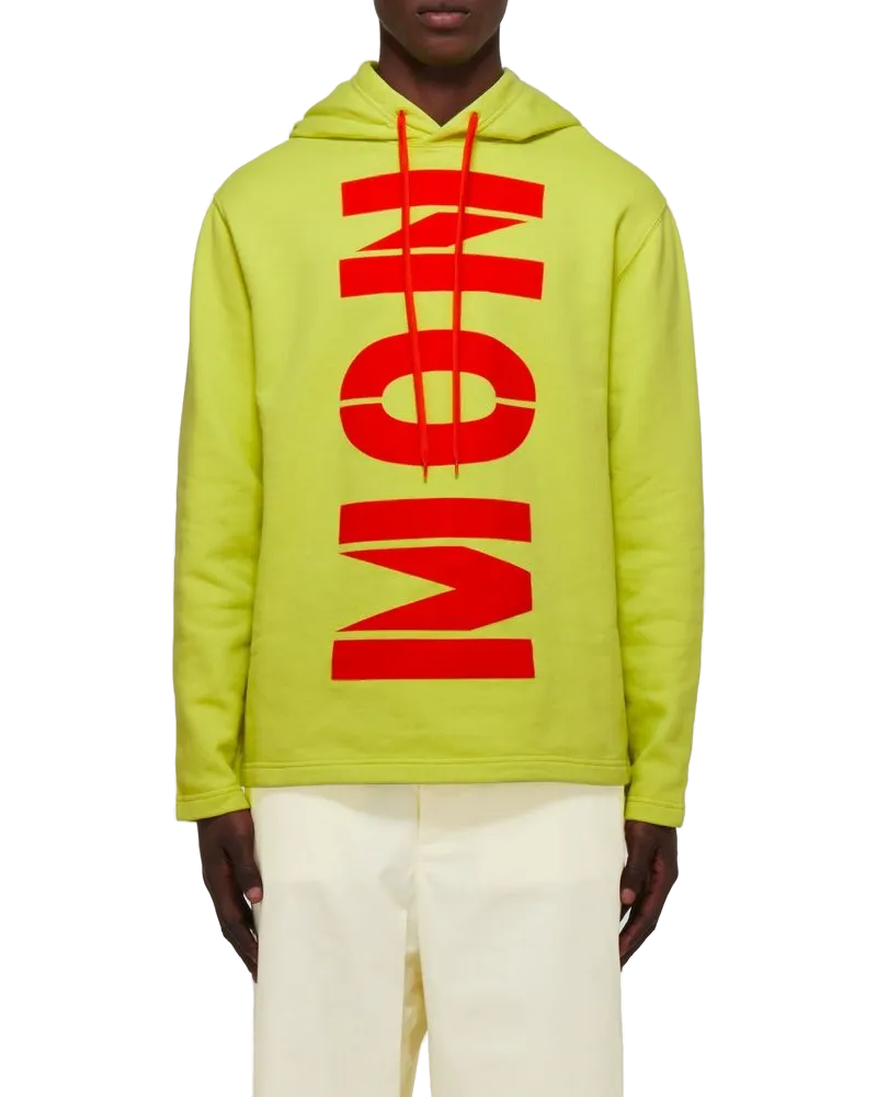Moncler Logo-Printed Cotton Hoodie — Yellow Yellow