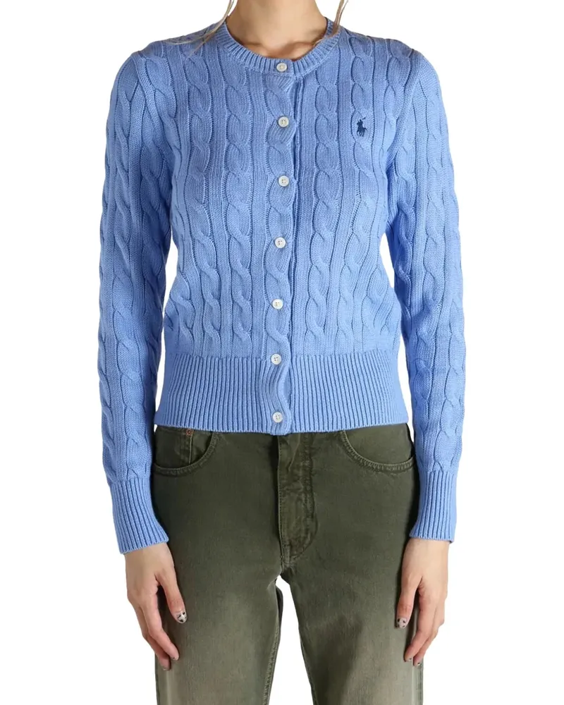 Ralph Lauren Cable-Knit Cotton Cardigan — Blue Blue