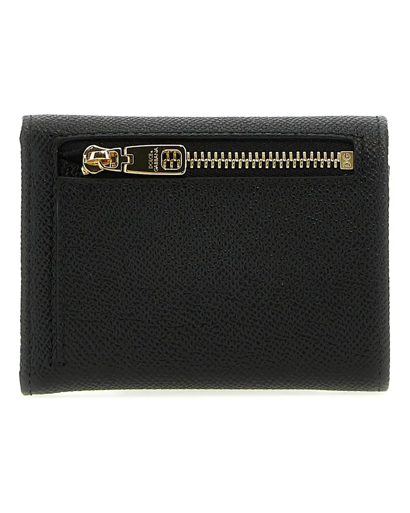 Dolce & Gabbana Dauphine Leather French Flap Wallet — Black Black