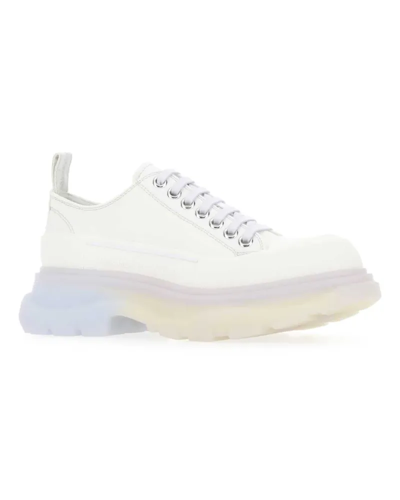 Alexander McQueen Women's Chalk Canvas Tread Slick Sneakers 8892 White