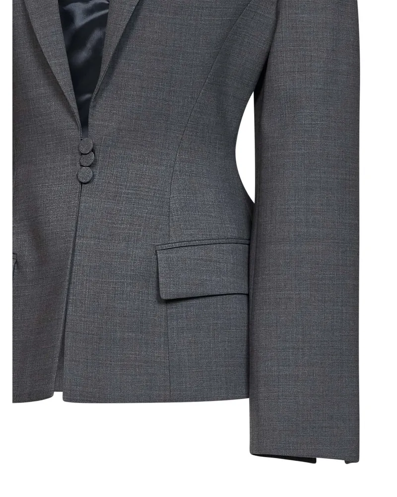 Giuseppe di Morabito Virgin Wool Canvas Fitted Blazer — Gray Gray