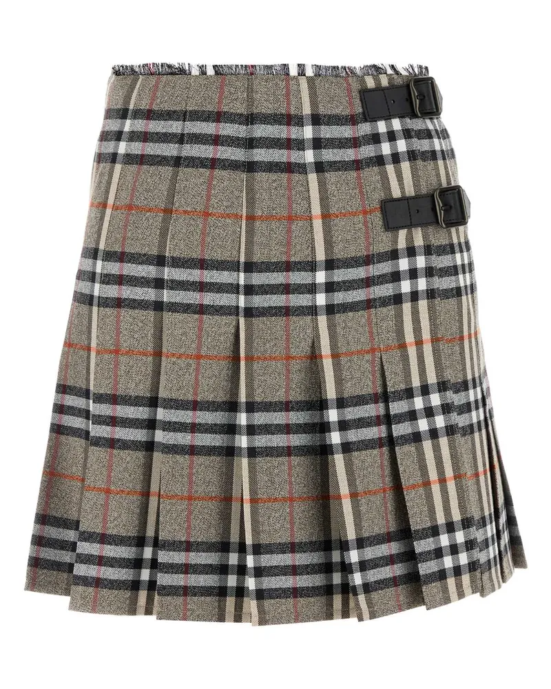 Burberry Tartan Wool Skirt — Beige Beige
