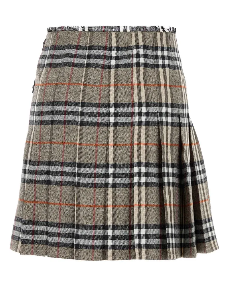 Burberry Tartan Wool Skirt — Beige Beige