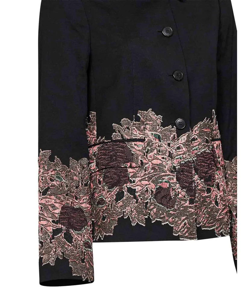 Dries van Noten Floral Embroidered Wool Jacket — Black Black