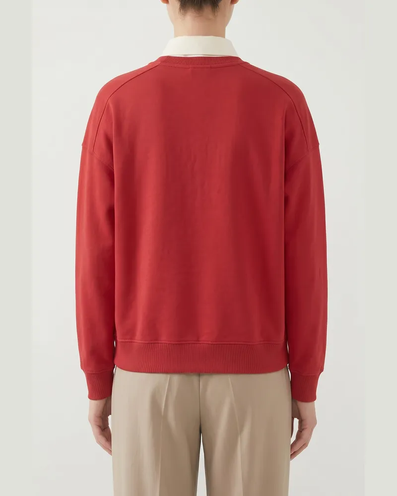 Brunello Cucinelli Embroidered Cotton Sweater — Red Red