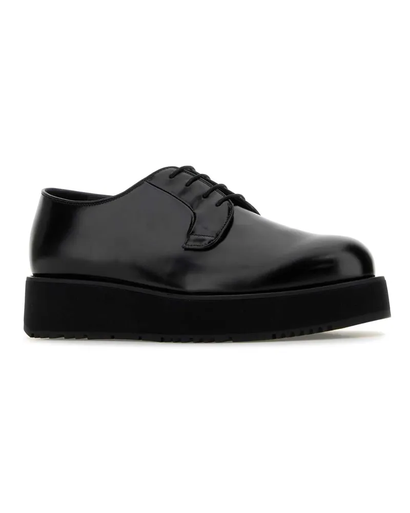 Prada Men's Black Leather Lace-Up Shoes Nero Vitello Scarpe Stringate Black