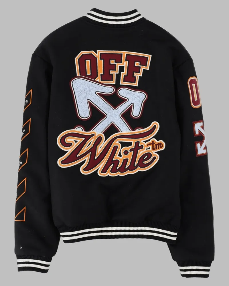 OFF-WHITE Wool Blend Varsity Jacket — Black Black