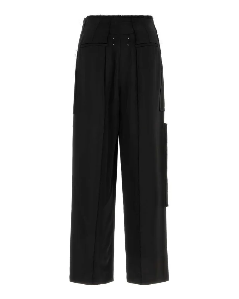 Maison Margiela Men's Black Satin Wide-Leg Pant Exterior: Viscose Pantaloni Trousers Black