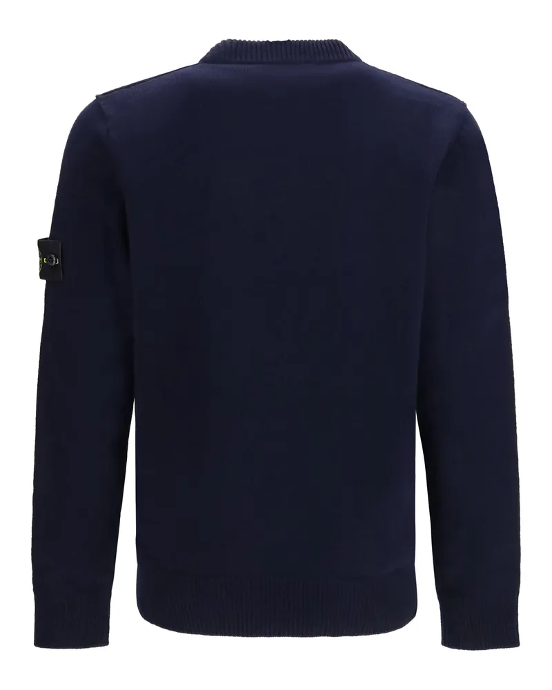 Stone Island Men's Crewneck Sweater Navy Blue Cotton Navy