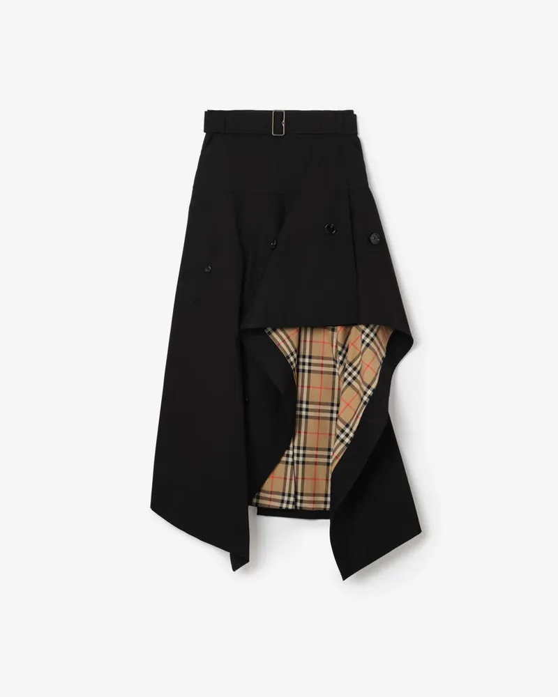 Burberry Burberry Check Midi Skirt — Black Black