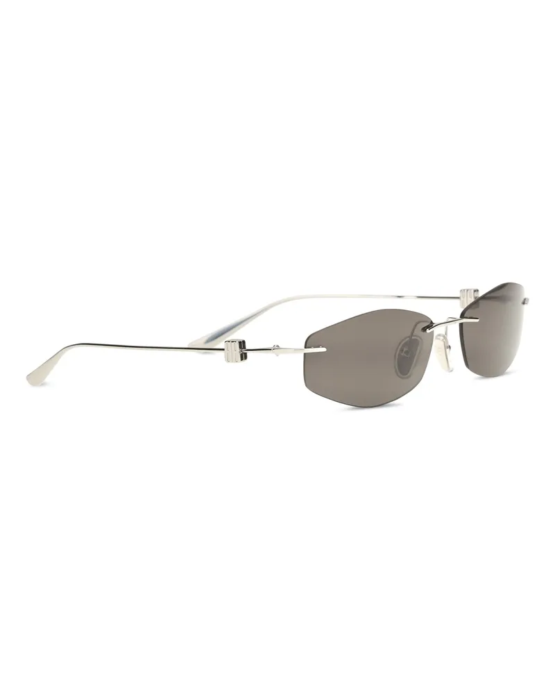 Balenciaga Men's Geometric Oval Sunglasses Silver - Black Metal Silver