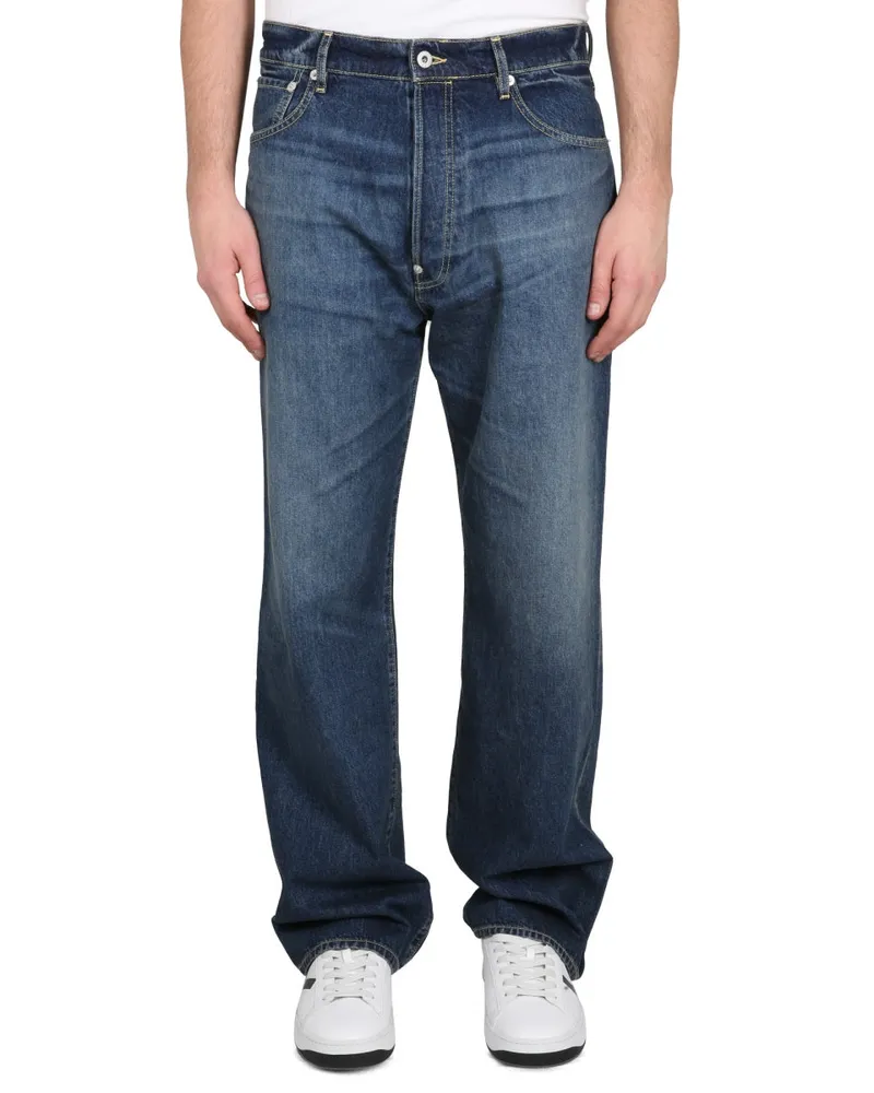 Kenzo Relaxed Fit Cotton Jeans — Blue Blue