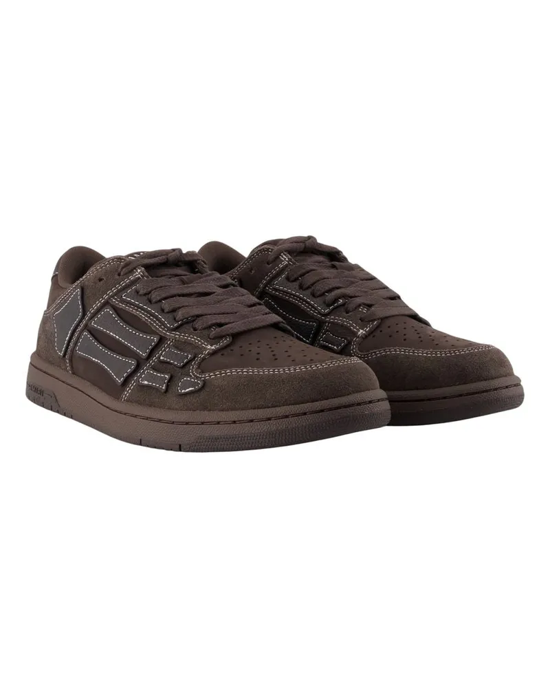 Amiri Men's Skel Top Low Sneakers -  Leather Brown Calfskin Shoes Brown