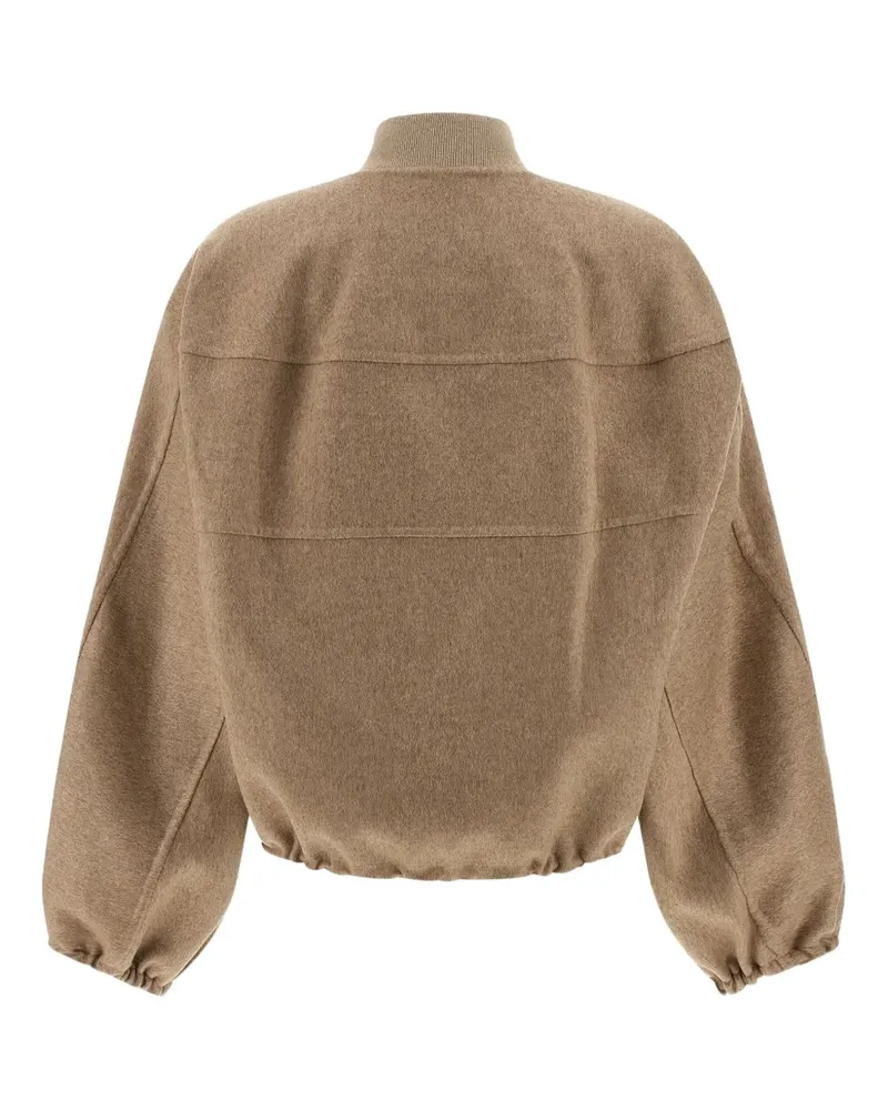 Fabiana Filippi Women's Cashmere Zip-Front Bomber Jacket Aw25 W Beige