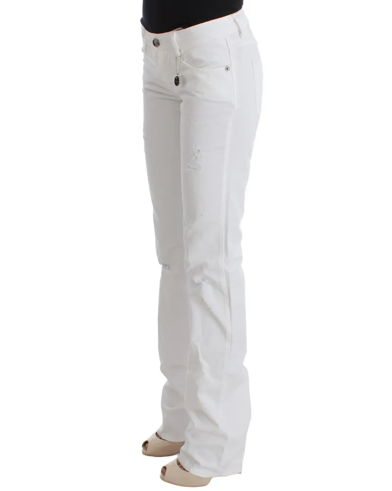 CoSTUME NATIONAL Women's White Cotton Slim Fit Denim Bootcut Jeans Clothing White