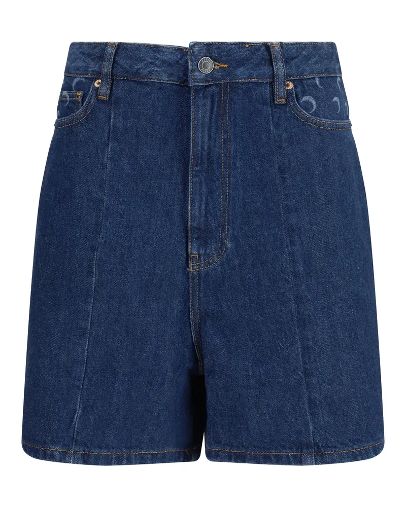 Marine Serre Women's High-Waisted Denim Shorts Midnight Blue Cotton Bermuda Navy