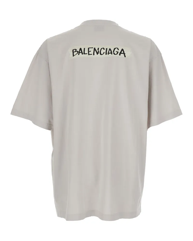 Balenciaga Logo-Embroidered Cotton T-Shirt — White White