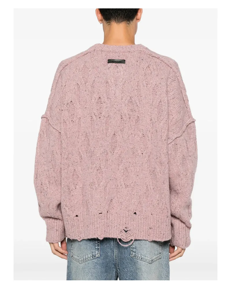 REPRESENT Distressed Cable-Knit Sweater — Pink Pink