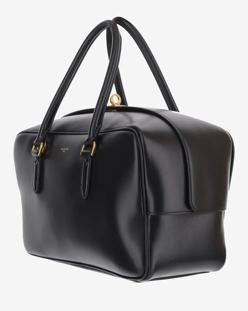 Balenciaga Le Lambskin Leather Bowling Bag — Black Black