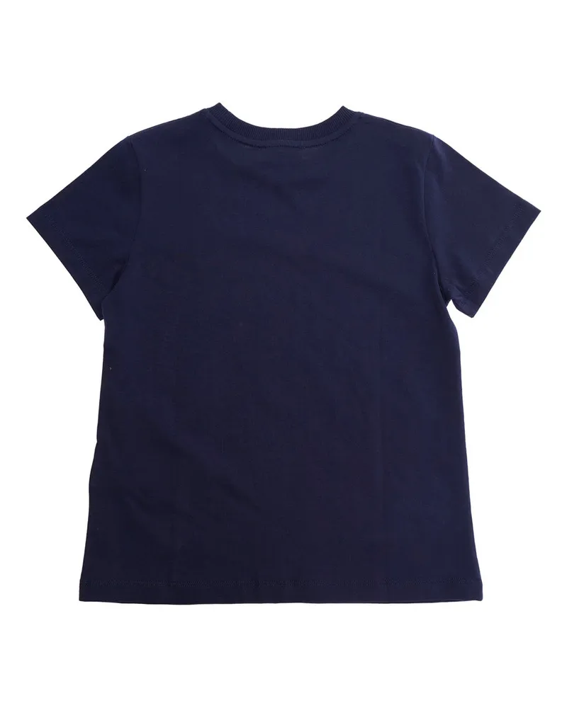 Moschino Logo-Embroidered Cotton T-Shirt — Navy Navy