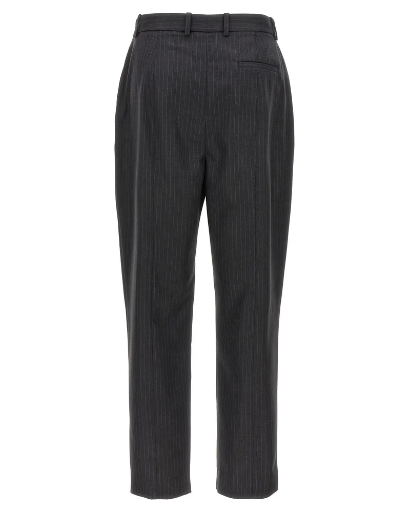 Alexander McQueen Pinstripe Wool Trousers — Charcoal Charcoal