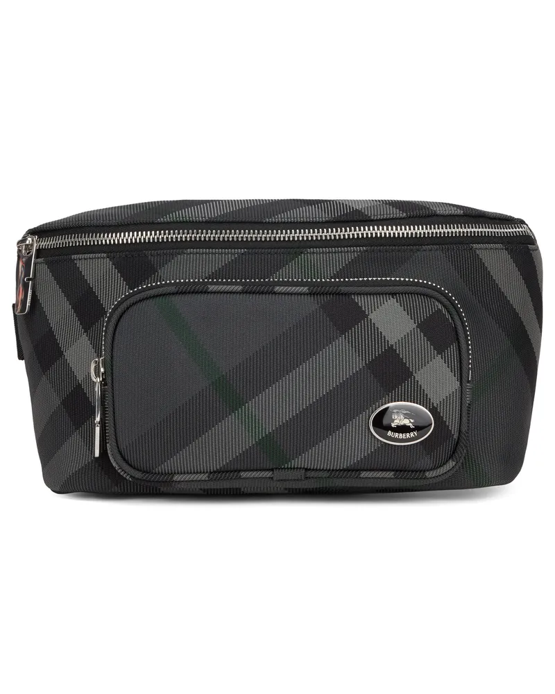 Burberry Men's Belt Bag Grid Grey Polyamide Gray