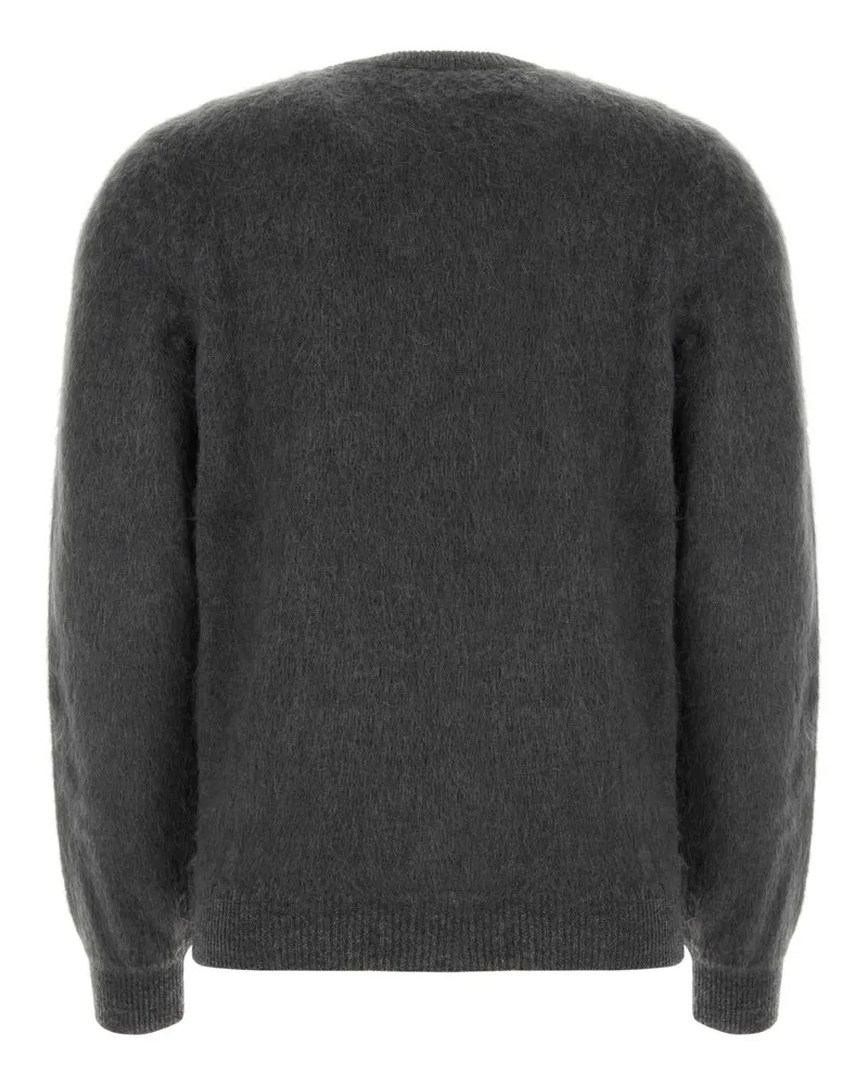 Fendi Men's Embroidered Wool Blend Sweater Peltroflannel Maglieria Gray