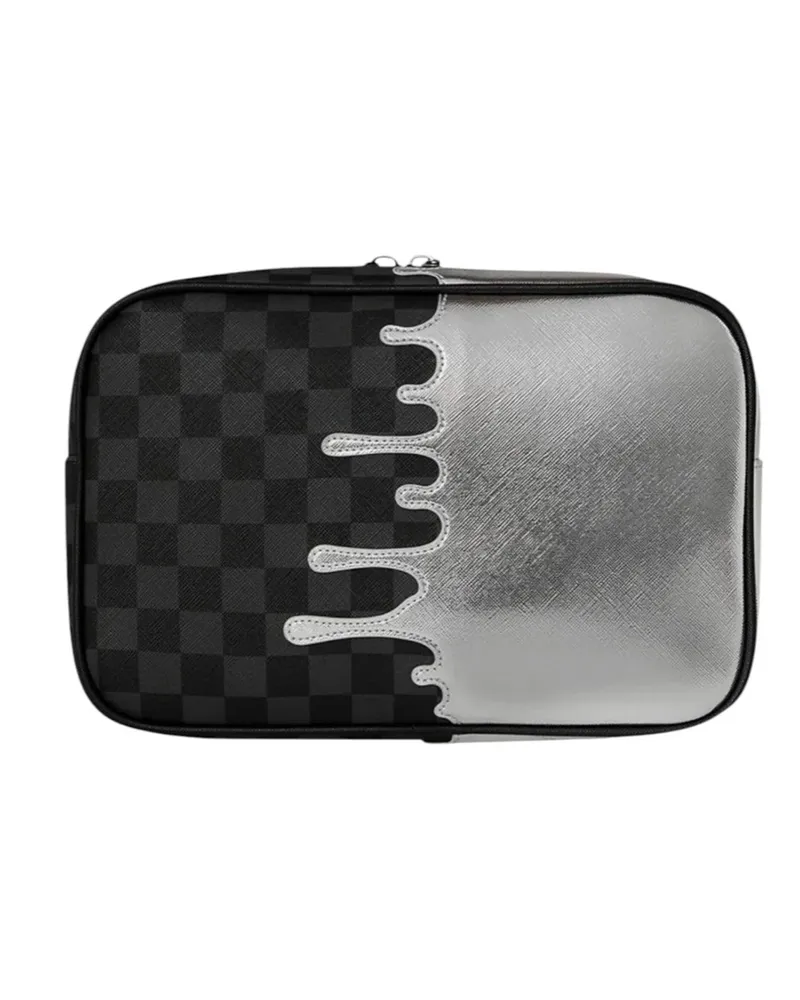 Sprayground Unisex Clutch Toilery Silver Side Drip Polyvinyl Chloride Bags Silver