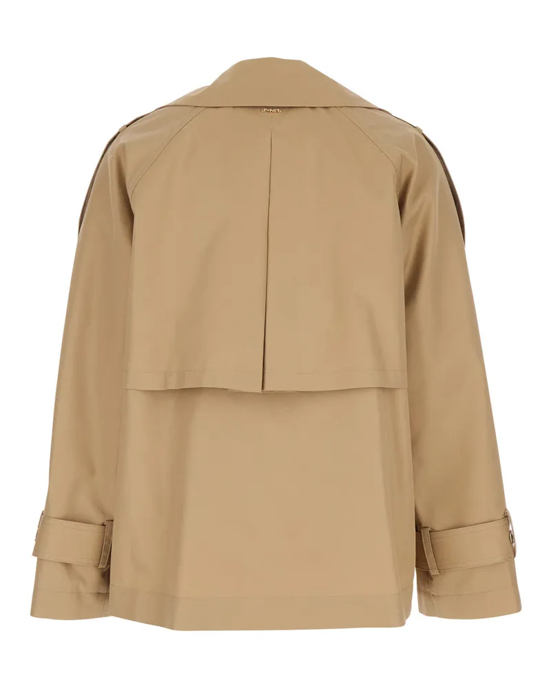 Twin-Set Women's Trench Coat Short Beige Cotton Beige