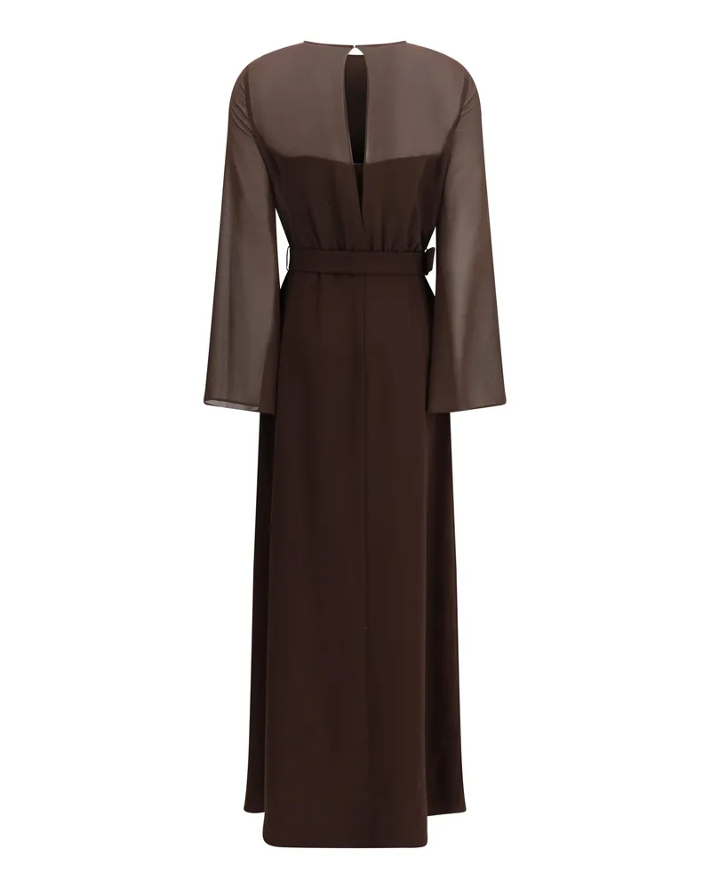 P.A.R.O.S.H. Women's Long Belted Dress Marrone Polyester Brown
