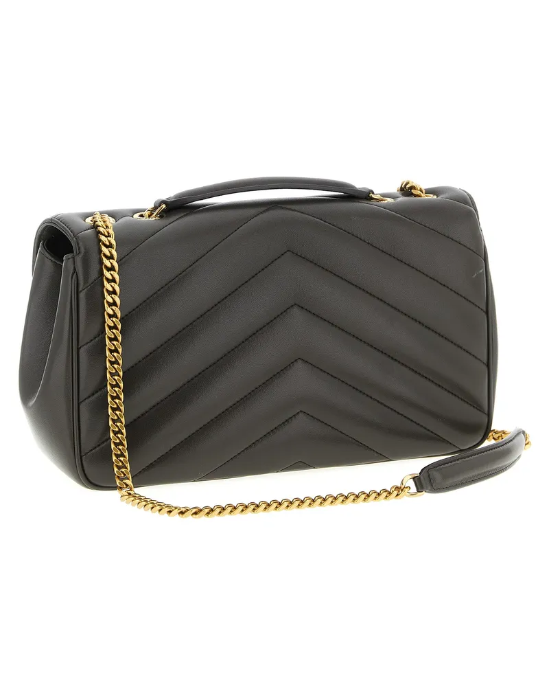Saint Laurent Women's Brown Lamb Leather Shoulder Bag Black