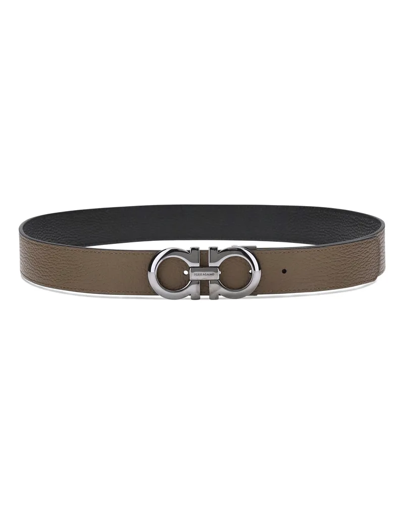 Ferragamo Men's Reversible Leather Belt Brown Sugar Calf Bos Taurus E Braces Brown