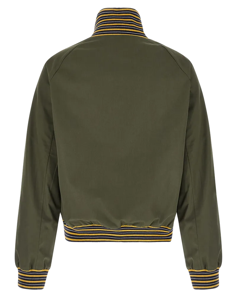 Prada Striped Poplin Bomber Jacket — Green Green