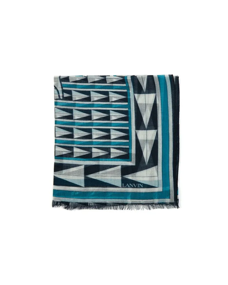 Lanvin Women's Scarf Blue-Multicolor Wool Accessories Blue