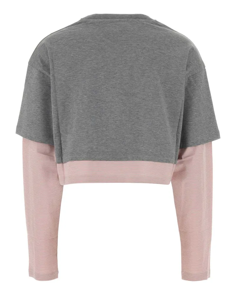Miu Miu Women's Grey Cotton T-Shirt Grigiobegonia Exterior: Maglie Sweater Gray