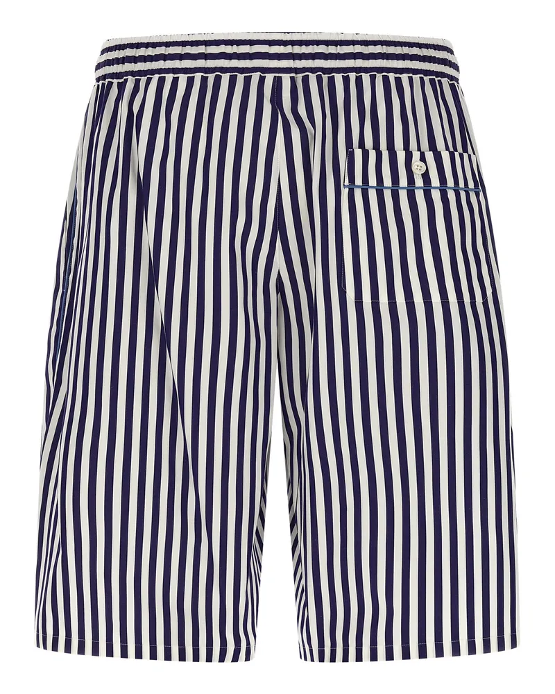 Dolce & Gabbana Striped Cotton-Silk Bermuda Shorts — Blue Blue