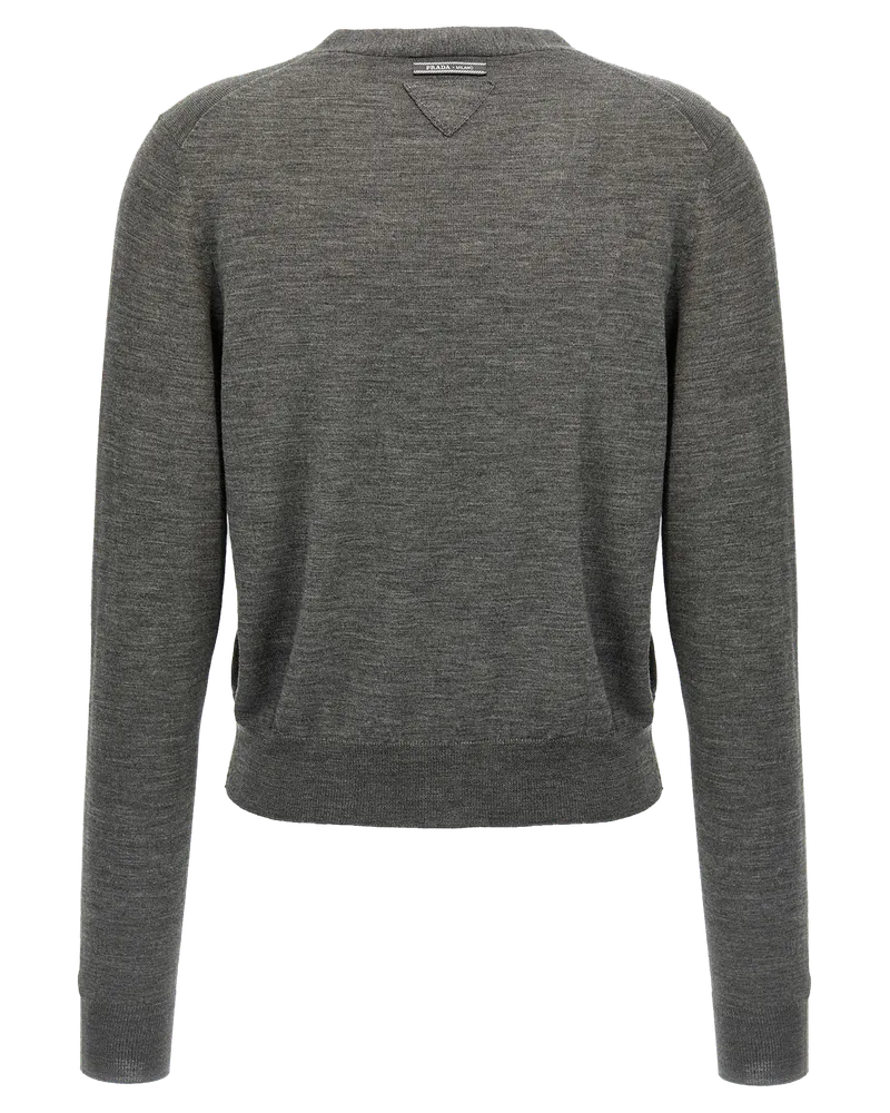 Prada Women's Gray Virgin Wool Cardigan Clothing Gray