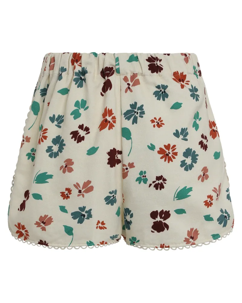 Kristina Ti Floral-Print Cotton Shorts — Cream Cream