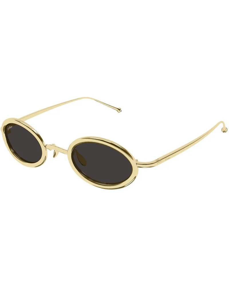 Cartier CT0649S Oval Gold-Tone Sunglasses — Gold Gold