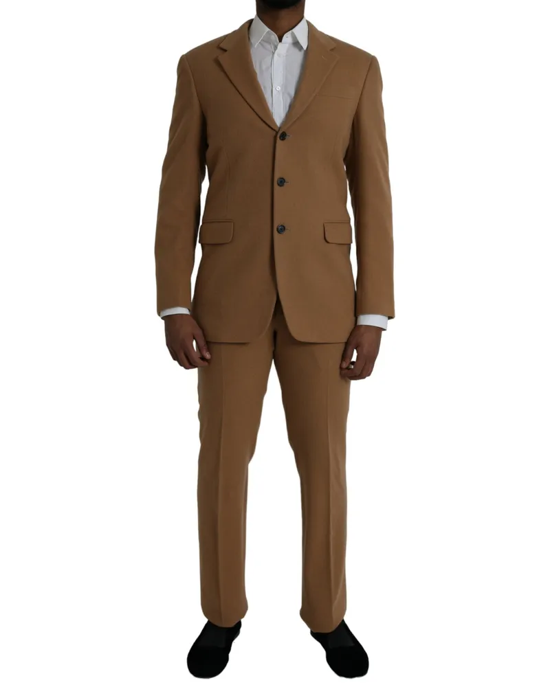 Prada Men's Brown Cashmere 2 Piece Single Breasted Suit Brown
