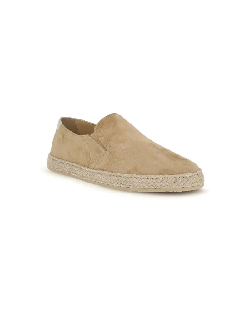 Brunello Cucinelli Men's Beige Calf Leather Bos Taurus Espadrilles Shoe Beige