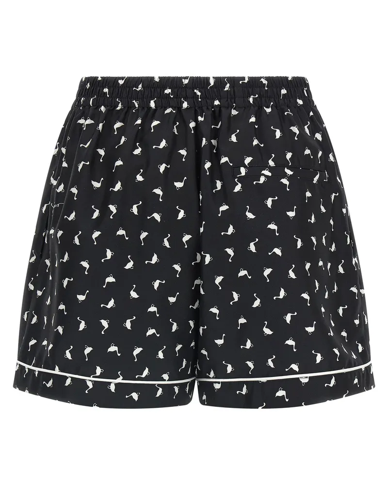 Moschino Printed Silk Twill Shorts — Black Black