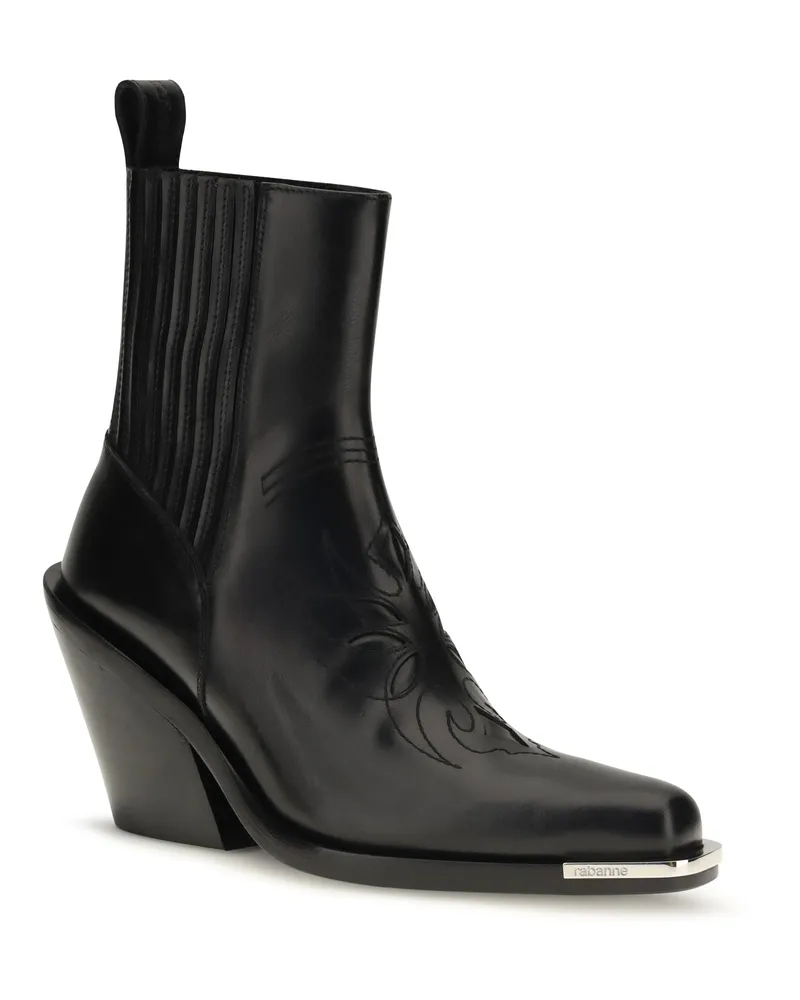 Paco Rabanne Leather Cowboy Cowboy Boot — Black Black