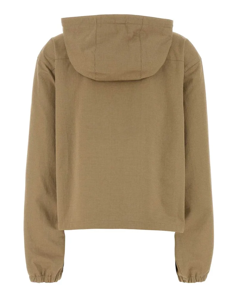 Miu Miu Women's Embroidered Ripstop Fabric Jacket Corda Giubbini Beige