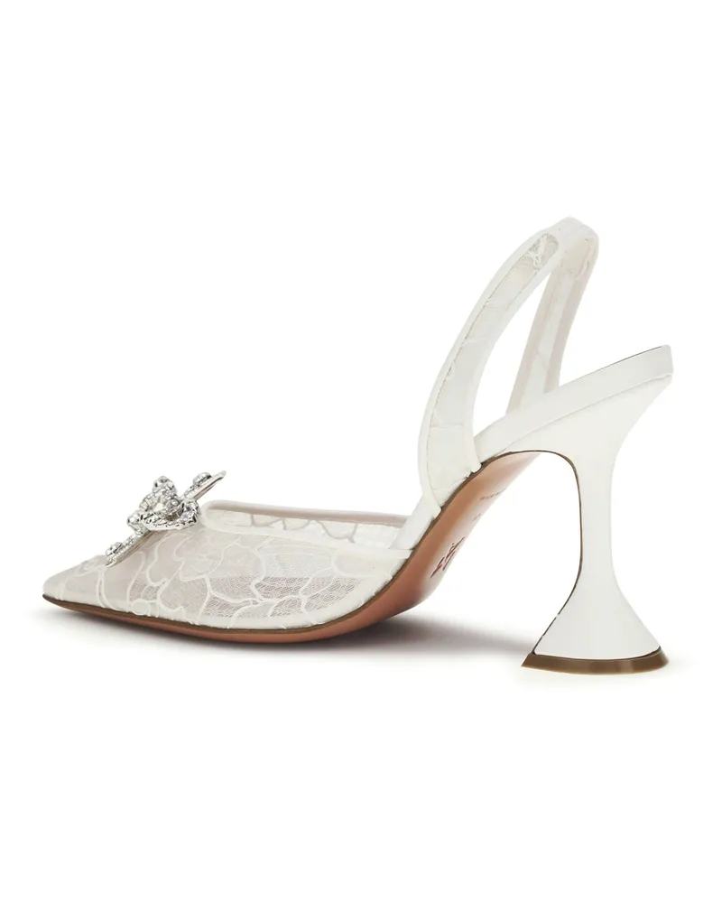 Amina Muaddi Women's Slingback Sandals Rosie Ivory Ivory-Ivory Upper: Cotton Ivory/ivory White