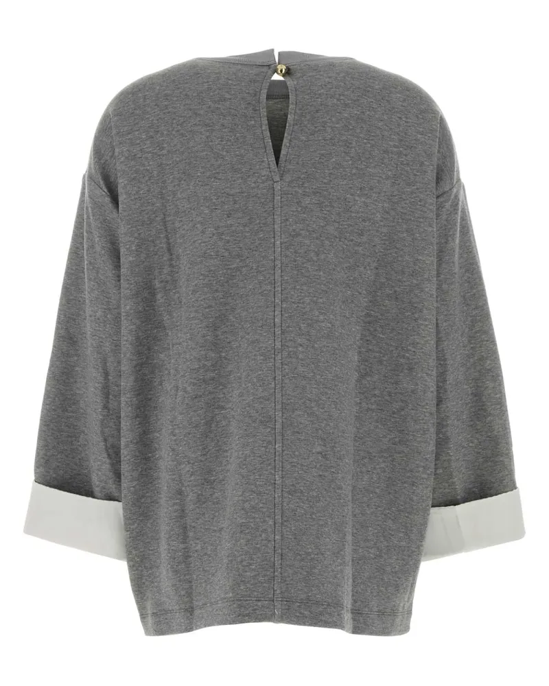 Carven Contrast-Cuff Sweater — Gray Gray