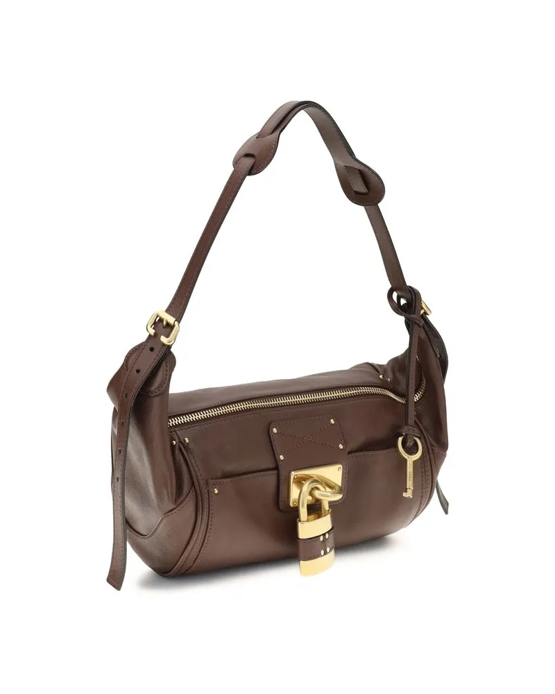 Chloé Women's Brown Calf Leather Bos Taurus Shoulder Bag Brown