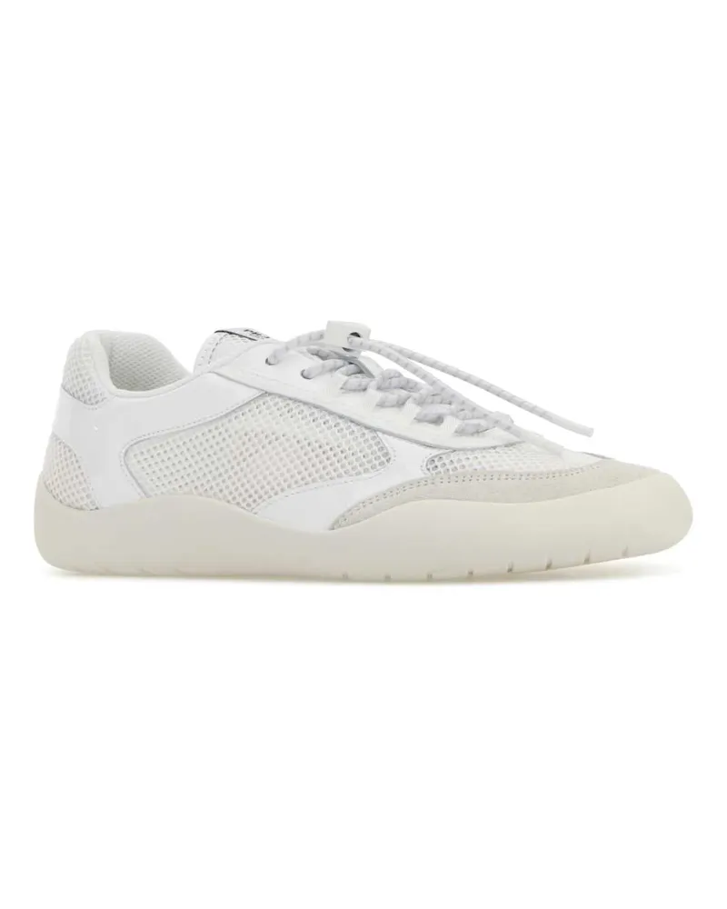 Prada Women's White Leather And Mesh Speedrock Sneakers Bianco White