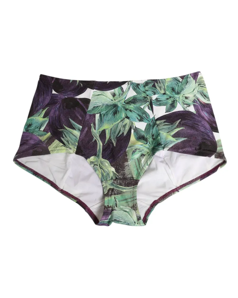 Dolce & Gabbana Women Eggplant Print High-Waist Briefs Underwear Polyamide Clothing Purple